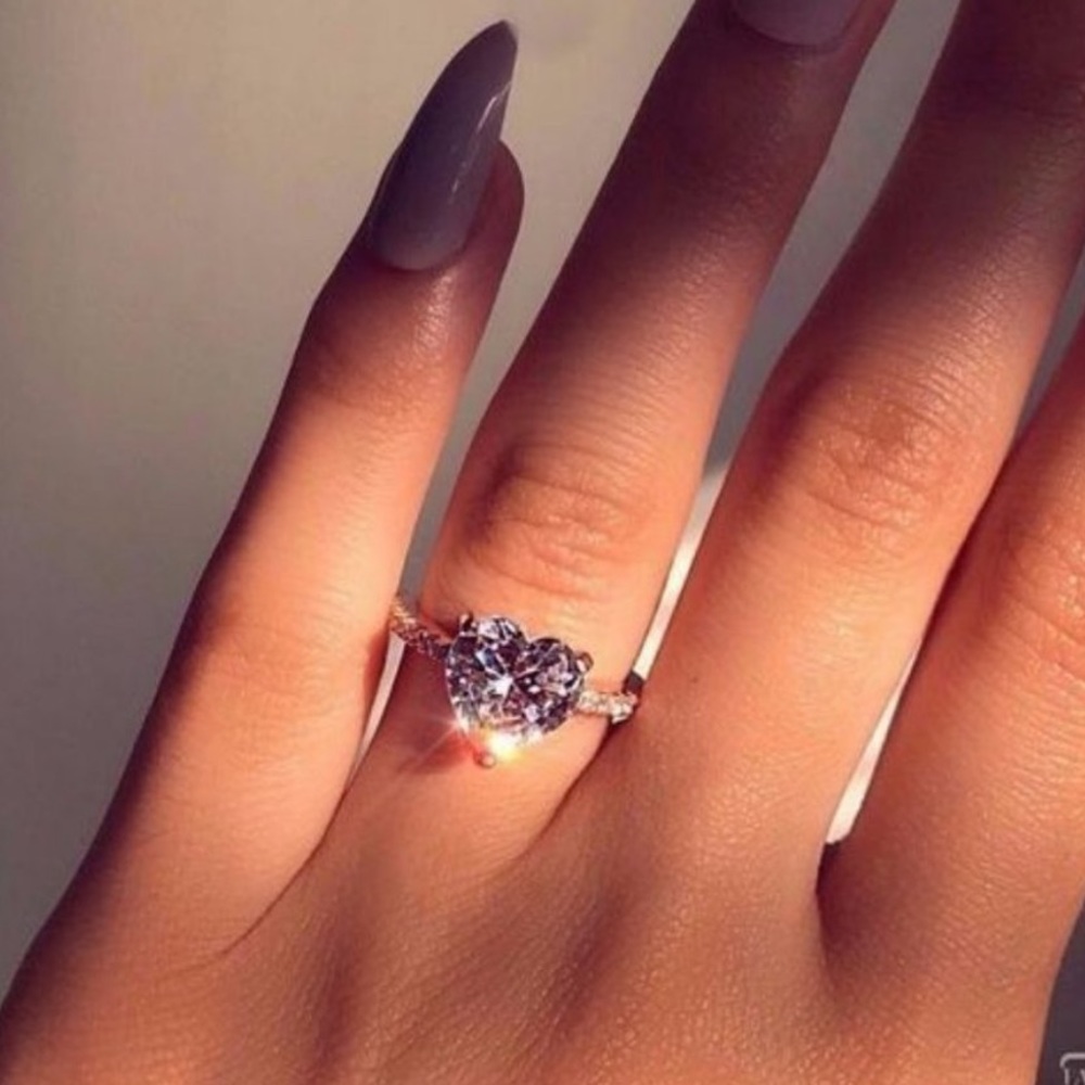 NEW 925 Sterling Silver Diamond Heart Ring - Picture 2 of 5